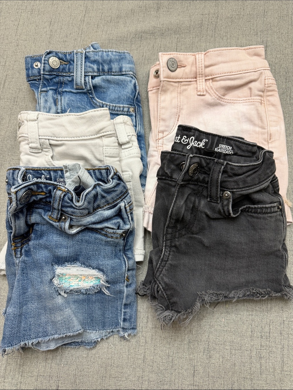 Cat & Jack Old Navy Girls' Denim Shorts 5 Pairs - Size 4/5/6 Jean Shorts